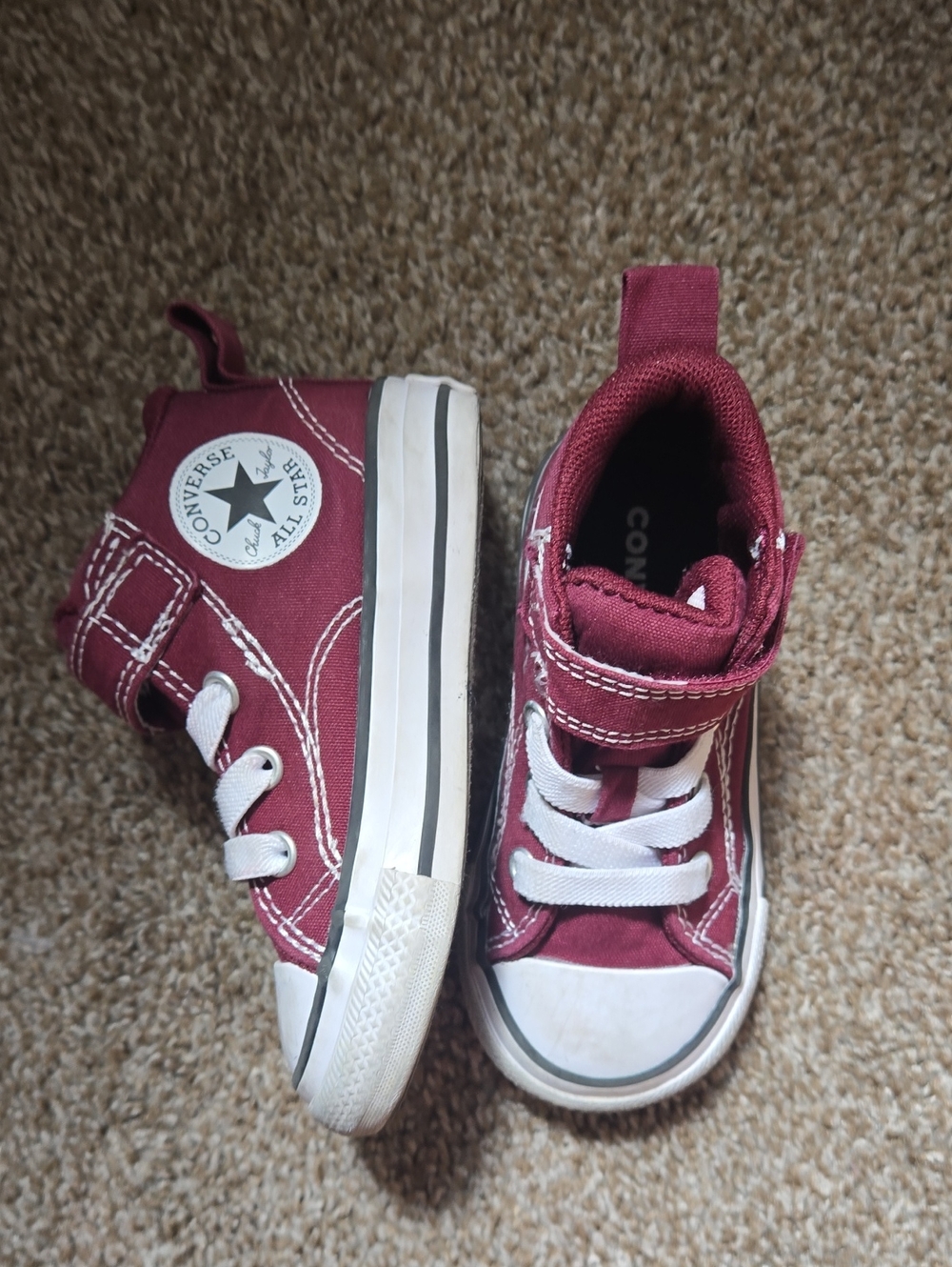 Converse Kids Maroon High-Top Sneakers with White Trim